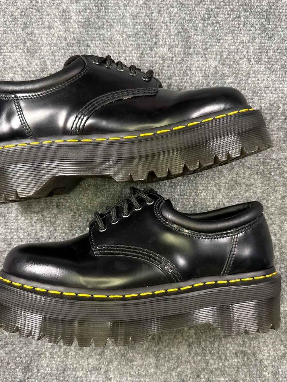 Dr. Martens 8053 Quad Platform Oxford Shoes Black Leather Women's US 8 Men US 7